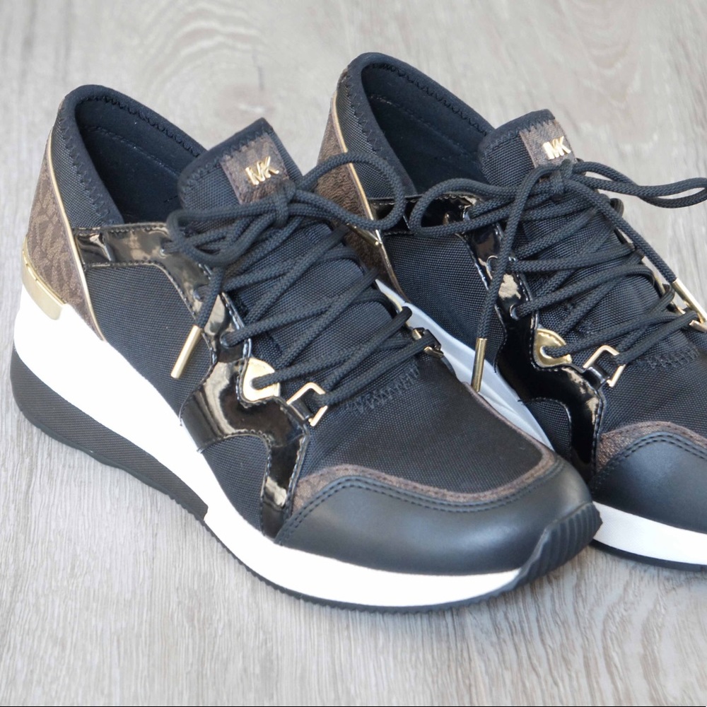 MICHAEL KORS Liv Logo Mixed-Media Trainer